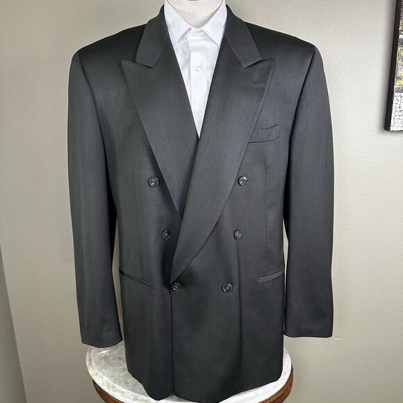 Albert Nipon Men 52R Double breasted Dark Olive Blazer Sport Coat - Picture 2 of 16